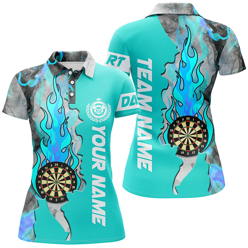 Turquoise Darts Board Fire Smoke Men Darts Quarter-Zip Custom Unique Darts