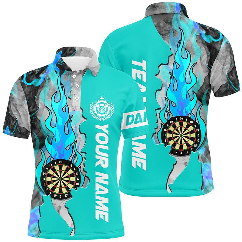 Turquoise Darts Board Fire Smoke Men Darts Quarter-Zip Custom Unique Darts