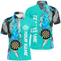 Turquoise Darts Board Fire Smoke Men Darts Quarter-Zip Custom Unique Darts