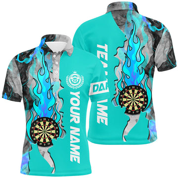 Turquoise Darts Board Fire Smoke Men Darts Quarter-Zip Custom Unique Darts