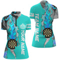 Turquoise Darts Board Fire Smoke Men Darts Quarter-Zip Custom Unique Darts