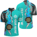 Turquoise Darts Board Fire Smoke Men Darts Quarter-Zip Custom Unique Darts