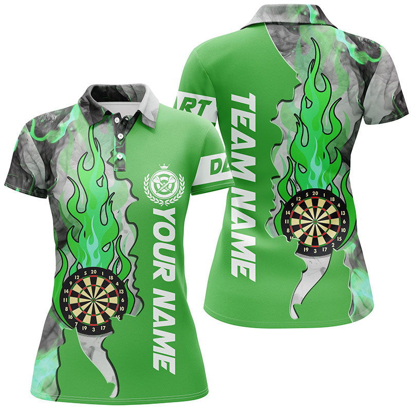 Personalized Green Darts Board Fire Flame Smoke Men Darts Custom Unique Darts