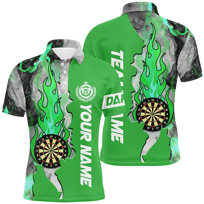 Personalized Green Darts Board Fire Flame Smoke Men Darts Custom Unique Darts