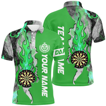 Personalized Green Darts Board Fire Flame Smoke Men Darts Custom Unique Darts