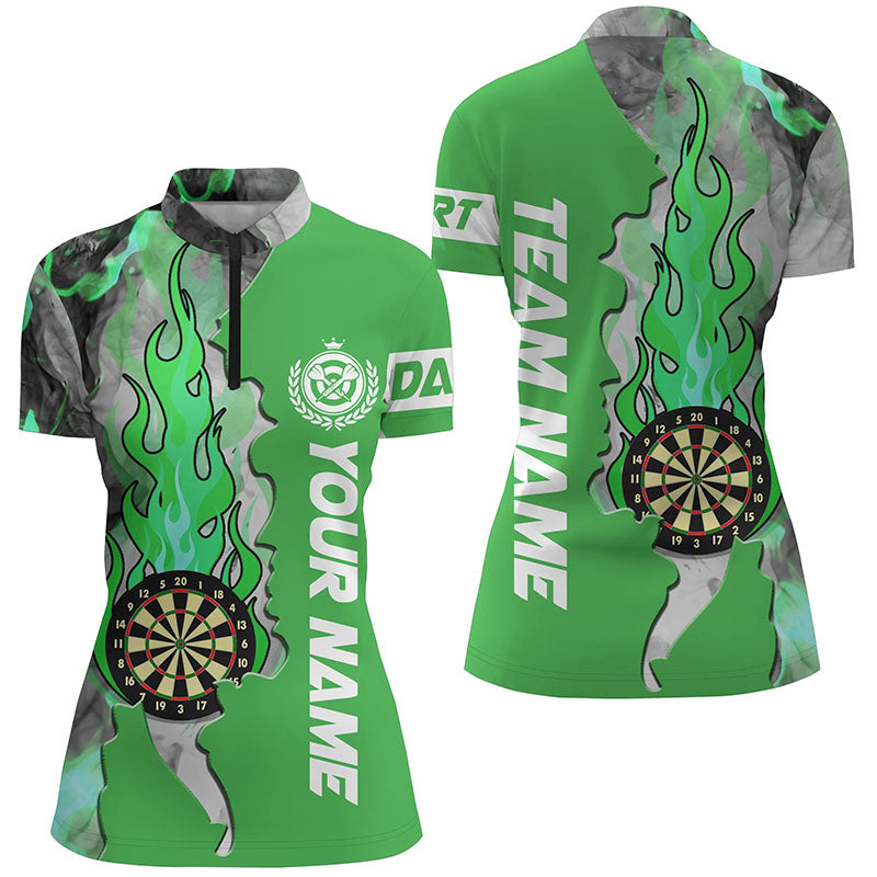 Personalized Green Darts Board Fire Flame Smoke Men Darts Custom Unique Darts