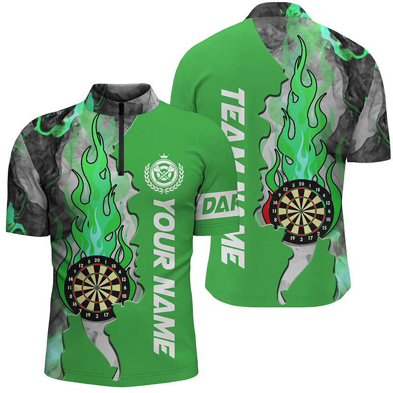 Personalized Green Darts Board Fire Flame Smoke Men Darts Custom Unique Darts