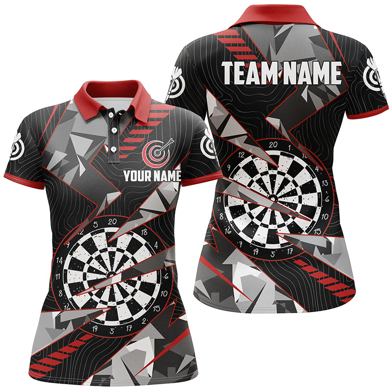 Personalized Black Red Grunge Darts Board Men Quarter-Zip Team League Darts