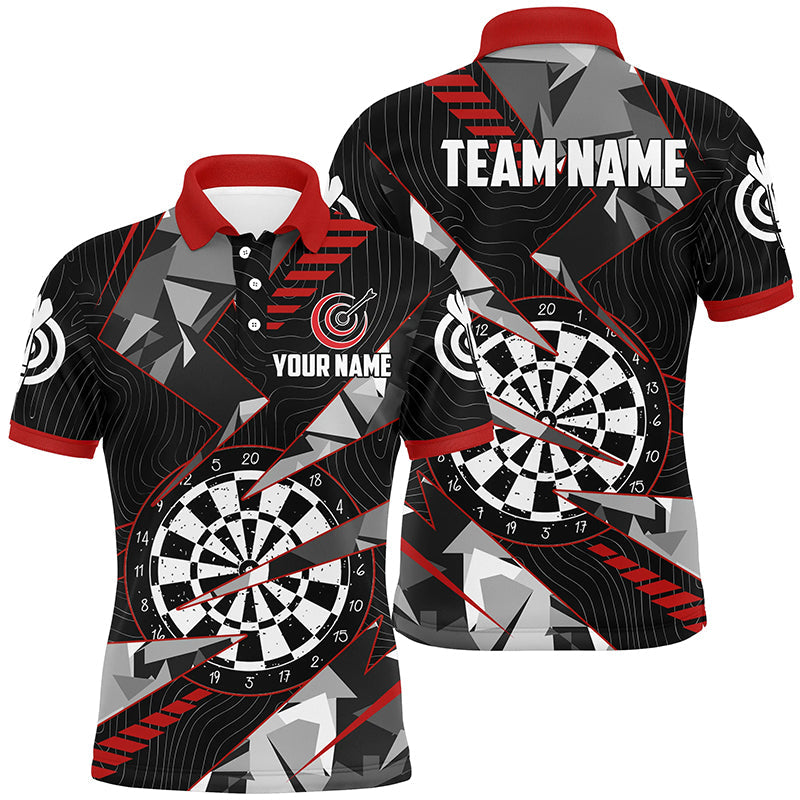 Personalized Black Red Grunge Darts Board Men Quarter-Zip Team League Darts