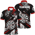 Personalized Black Red Grunge Darts Board Men Quarter-Zip Team League Darts