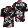 Personalized Black Red Grunge Darts Board Men Quarter-Zip Team League Darts