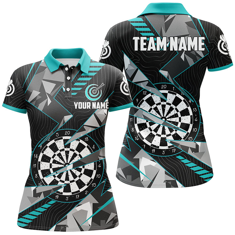 Personalized Turquoise Grunge Darts Board Men Quarter-Zip Team League Darts