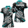 Personalized Turquoise Grunge Darts Board Men Quarter-Zip Team League Darts