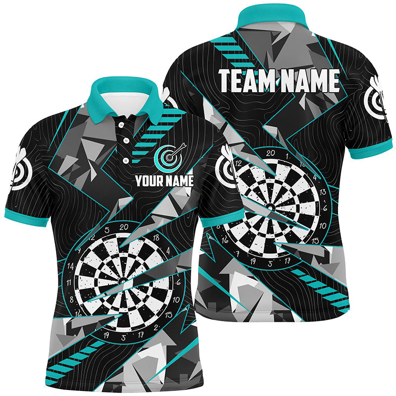 Personalized Turquoise Grunge Darts Board Men Quarter-Zip Team League Darts