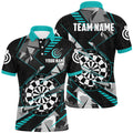 Personalized Turquoise Grunge Darts Board Men Quarter-Zip Team League Darts