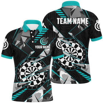 Personalized Turquoise Grunge Darts Board Men Quarter-Zip Team League Darts