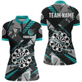 Personalized Turquoise Grunge Darts Board Men Quarter-Zip Team League Darts