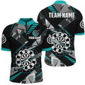 Personalized Turquoise Grunge Darts Board Men Quarter-Zip Team League Darts
