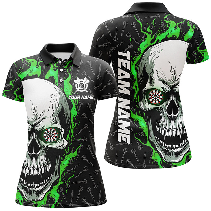 Personalized 3D Green Skull Flame Dart Quarter-Zip Custom Dart Dart