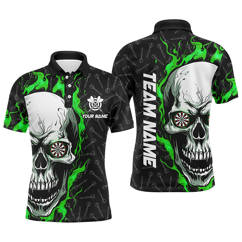 Personalized 3D Green Skull Flame Dart Quarter-Zip Custom Dart Dart