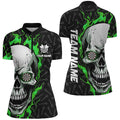 Personalized 3D Green Skull Flame Dart Quarter-Zip Custom Dart Dart