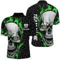 Personalized 3D Green Skull Flame Dart Quarter-Zip Custom Dart Dart