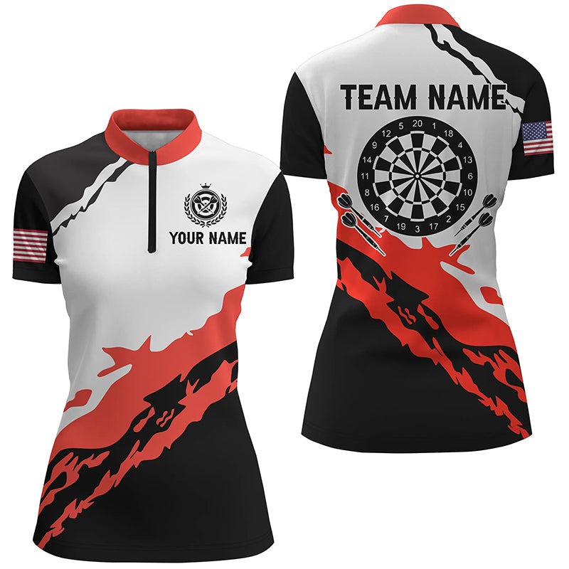 Personalized Dartboard Red Black Darts Custom Darts Team Quarter-Zip