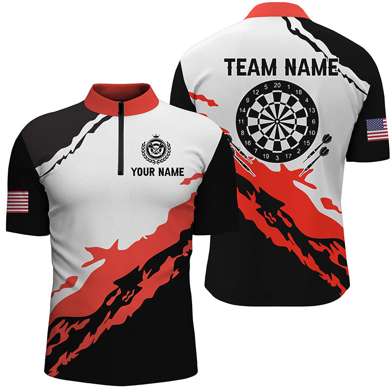 Personalized Dartboard Red Black Darts Custom Darts Team Quarter-Zip