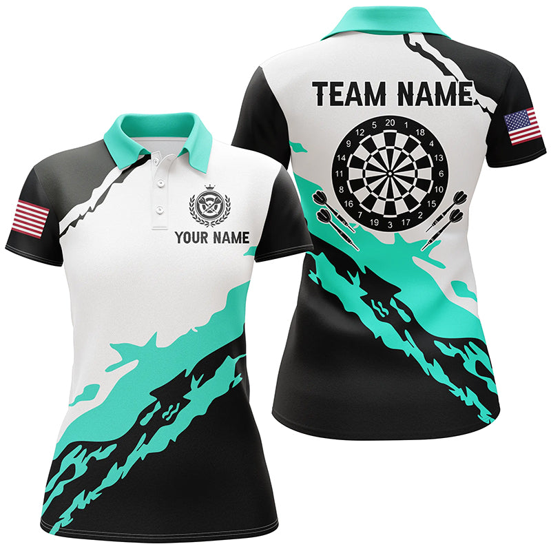 Personalized Dartboard Turquoise Black Darts Custom Team Name Darts Gifts