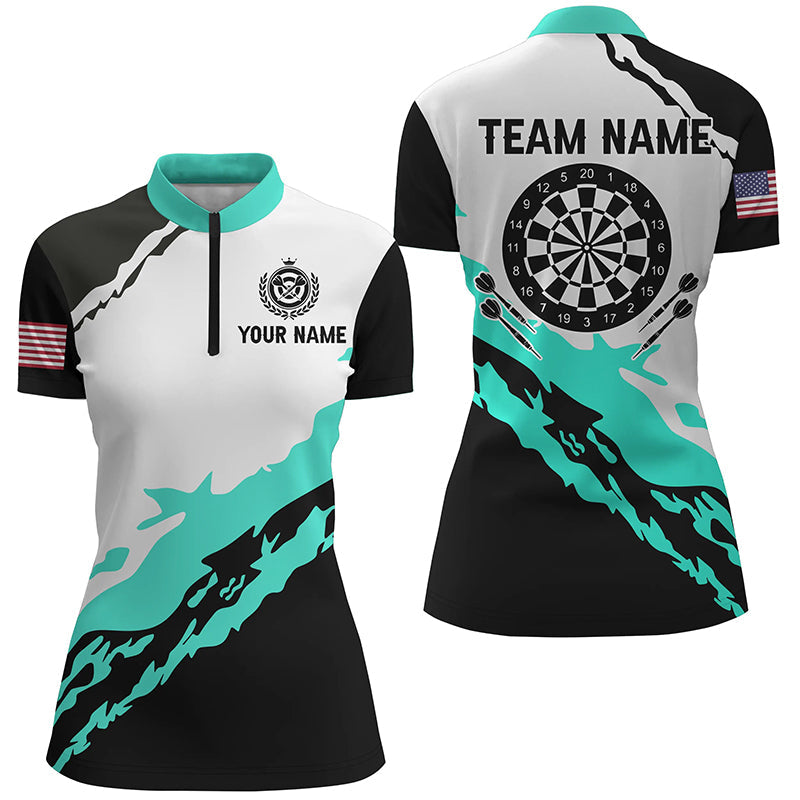 Personalized Dartboard Turquoise Black Darts Custom Team Name Darts Gifts