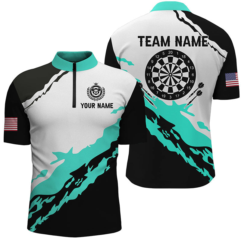 Personalized Dartboard Turquoise Black Darts Custom Team Name Darts Gifts