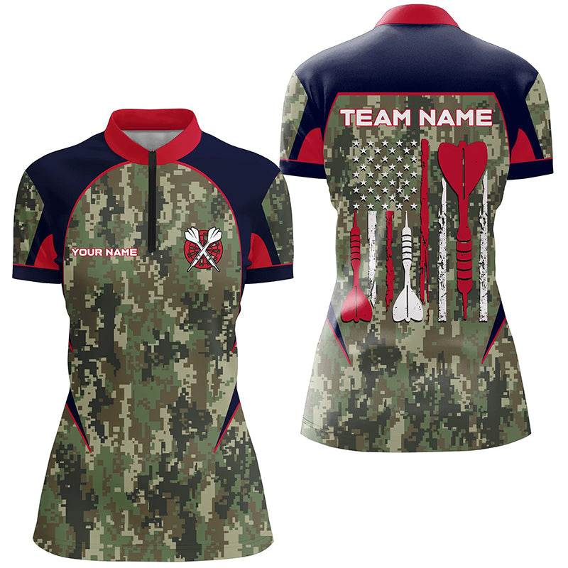Personalized US Flag Camouflage Dart Quarter-Zip Dart Custom Dart Team VHM1147
