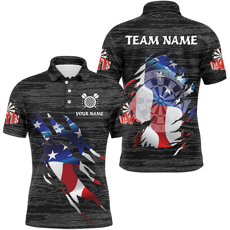 Personalized Black Grunge American Flag Darts Custom Patriotic Darts Team