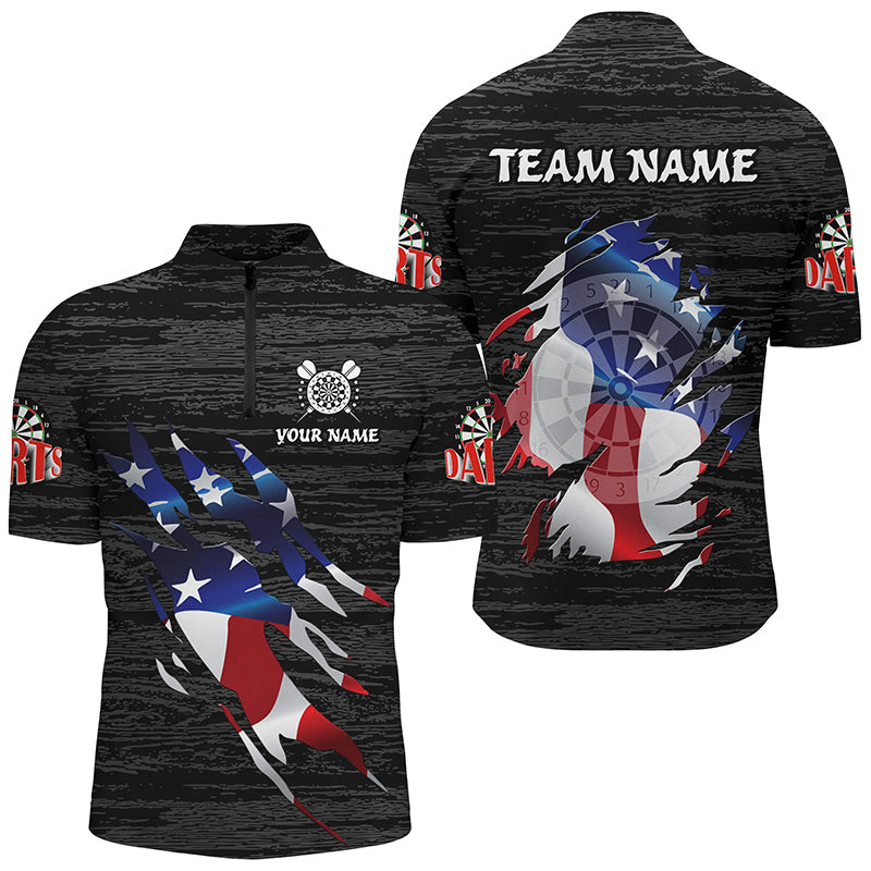 Personalized Black Grunge American Flag Darts Custom Patriotic Darts Team
