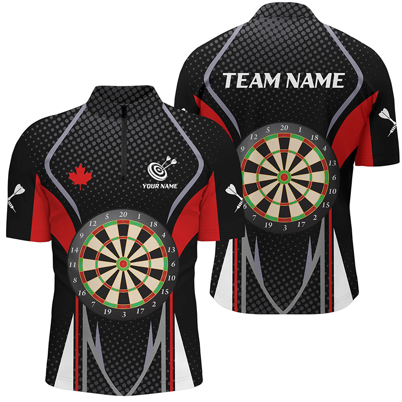 Personalized Dart Board Canadian Flag Men Quarter-Zip, Patriotic Canada Dart