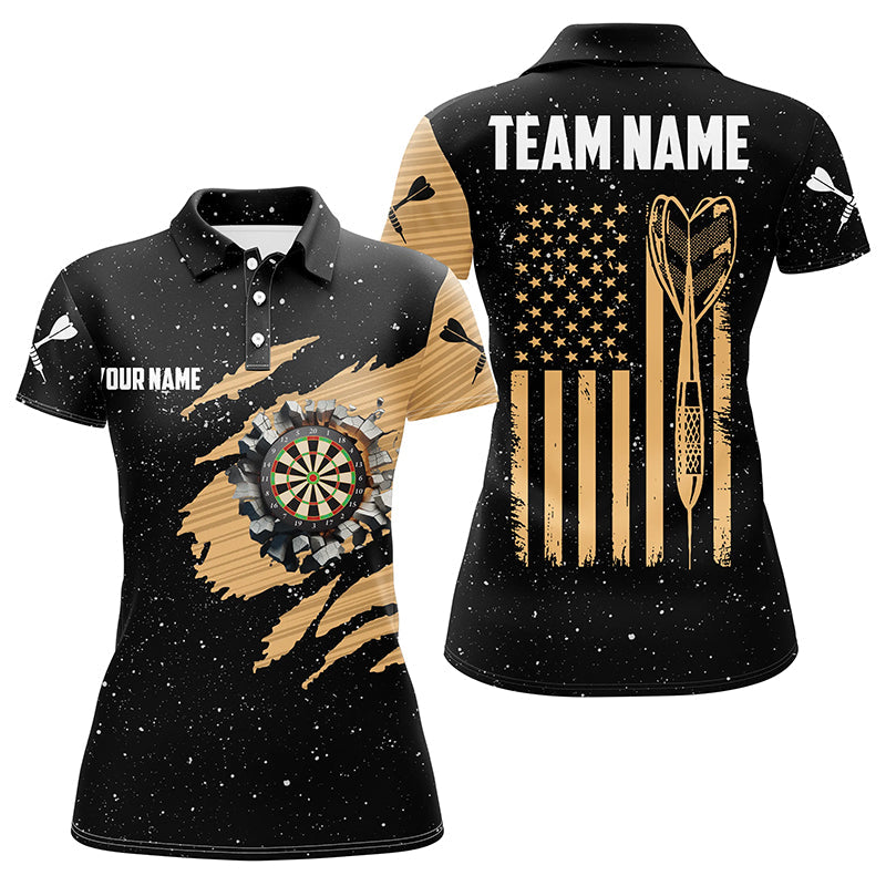 Customized Grunge American Flag Dart Men Quarter-Zip, Patriotic Dart Team