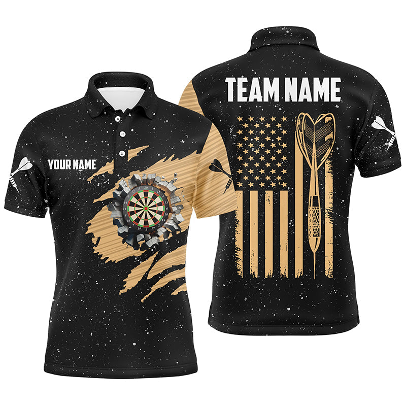 Customized Grunge American Flag Dart Men Quarter-Zip, Patriotic Dart Team