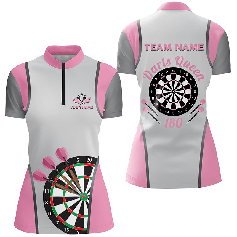 Pink Darts Queen 180 Women Darts Quarter-Zip Best Customized Mother's Day Darts Gifts