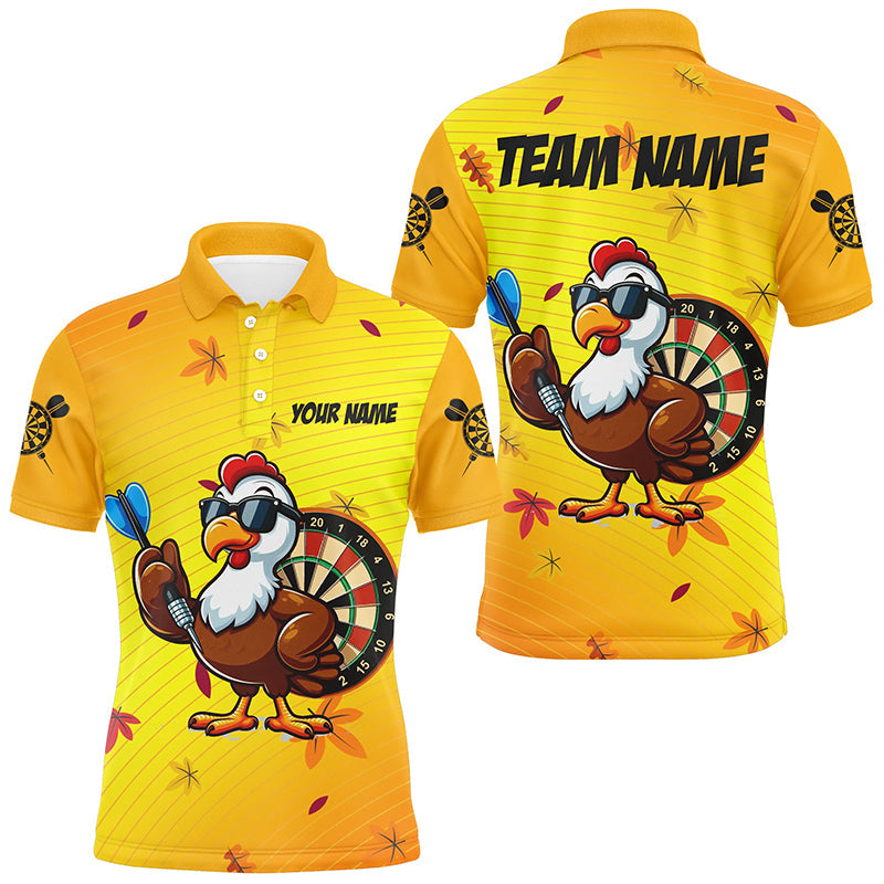 Yellow Funny Turkey Men Darts Custom Thanksgiving For Darts Lover, Darts