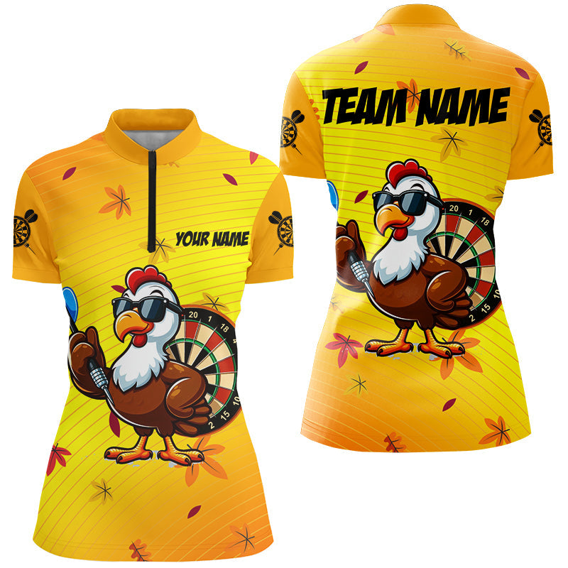 Yellow Funny Turkey Men Darts Custom Thanksgiving For Darts Lover, Darts