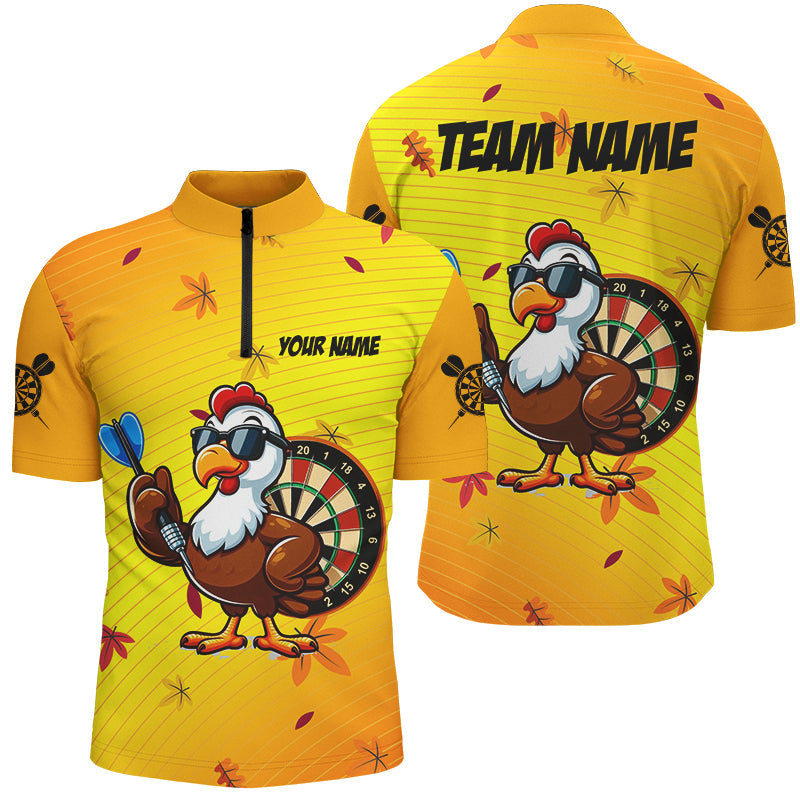 Yellow Funny Turkey Men Darts Custom Thanksgiving For Darts Lover, Darts