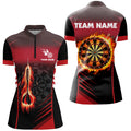 Personalized Darts Fire Arrow Men Dart Quarter-Zip Custom Flame Dart | Red