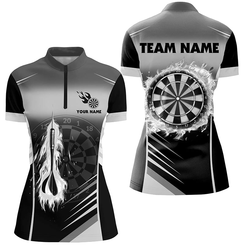 Personalized Darts Fire Arrow Men Dart Quarter-Zip Custom Flame Dart | White
