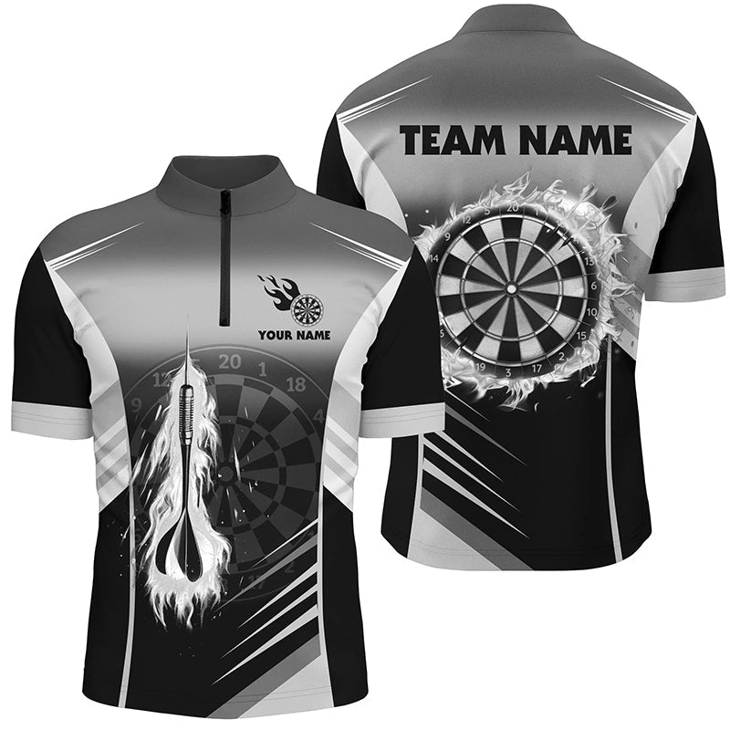 Personalized Darts Fire Arrow Men Dart Quarter-Zip Custom Flame Dart | White