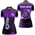 Personalized Darts Fire Arrow Men Dart Quarter-Zip Custom Flame Dart | Purple
