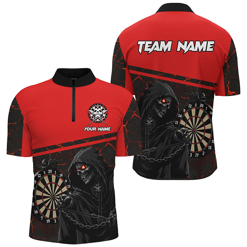 Personalized Death Skeleton Custom Red Darts and Quarter-Zip, Cool Darts