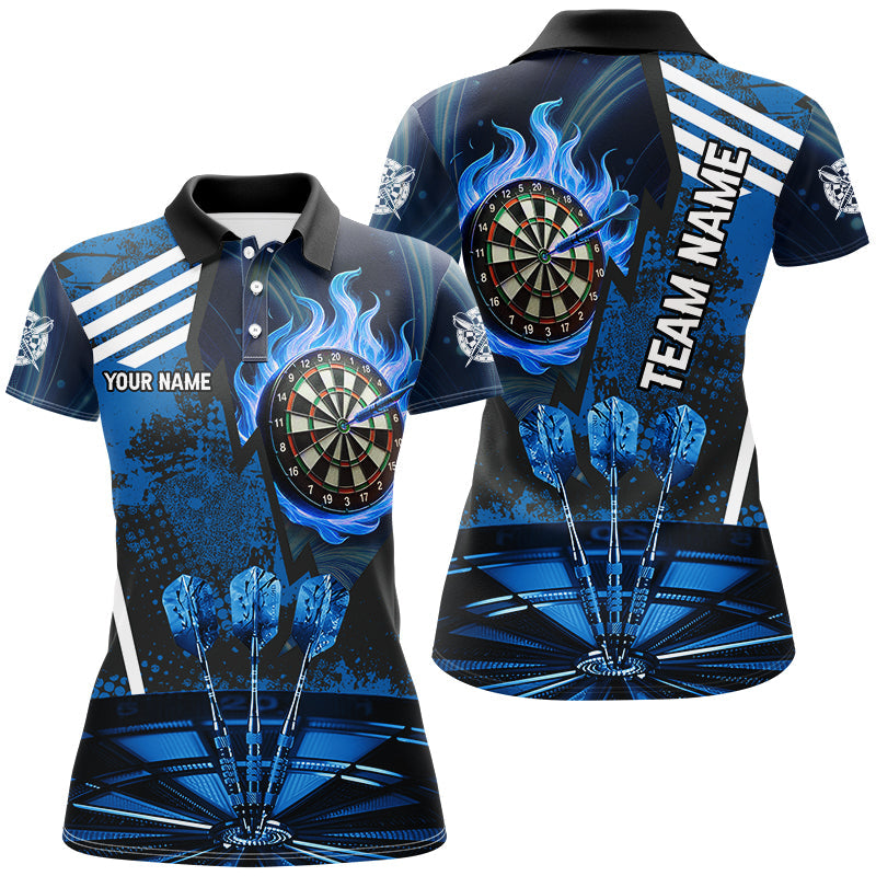 Blue Dartboard Fire Flame Hitting Target Custom Dart, Darts League Team
