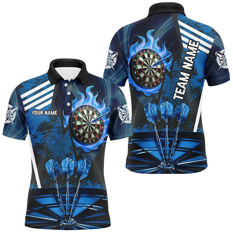 Blue Dartboard Fire Flame Hitting Target Custom Dart, Darts League Team