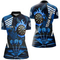 Blue Dartboard Fire Flame Hitting Target Custom Dart, Darts League Team