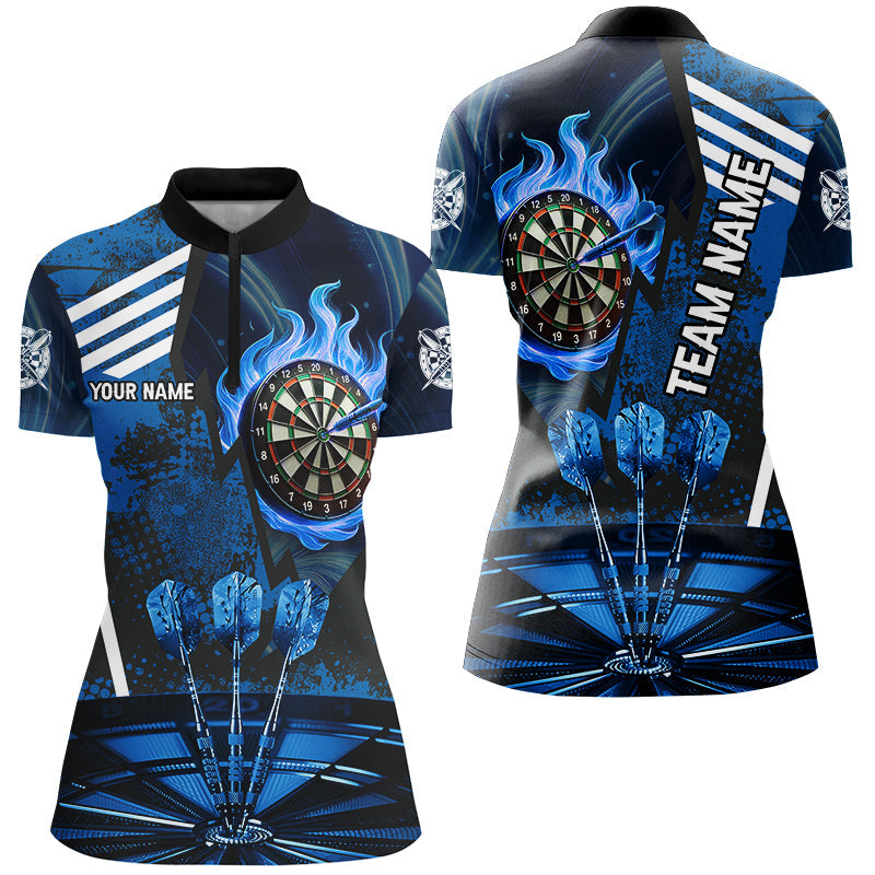 Blue Dartboard Fire Flame Hitting Target Custom Dart, Darts League Team